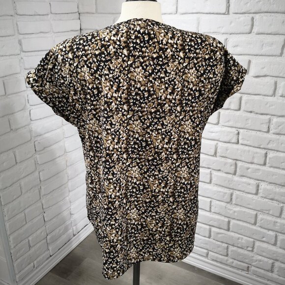 Shein Ladies Size Large V-neck Short Sleeves Loose Fit Tunic Blouse - Picture 2 of 8